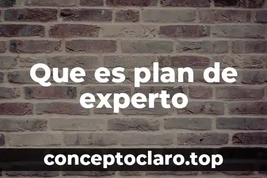 Que es plan de experto