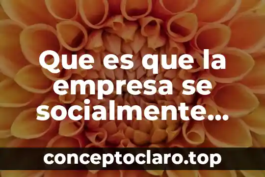 Que es que la empresa se socialmente responsable