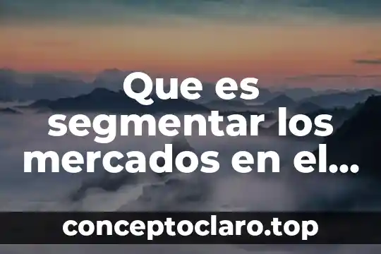 Que es segmentar los mercados en el sector salud