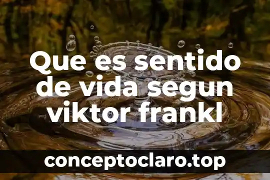 Que es sentido de vida segun viktor frankl