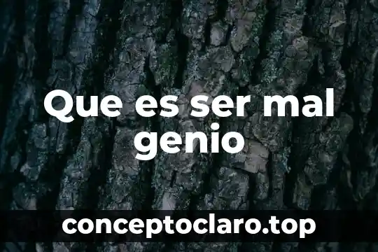 Que es ser mal genio