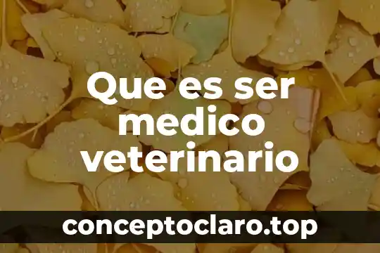 Que es ser medico veterinario