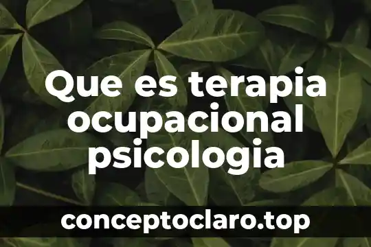 Que es terapia ocupacional psicologia