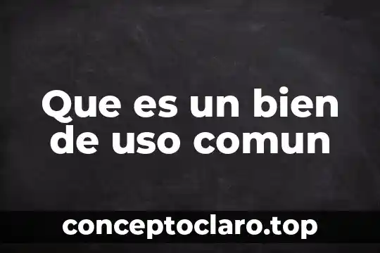 Que es un bien de uso comun