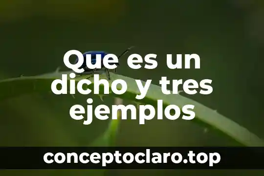 Que es un dicho y tres ejemplos