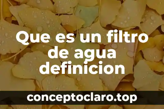 Que es filtro de salida 7 Que es un filtro de agua definicion