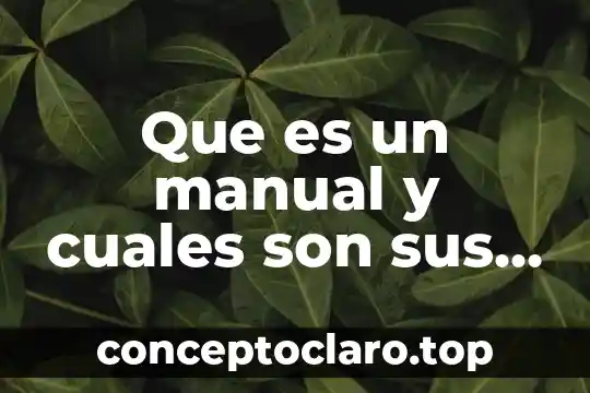 Que es un manual y cuales son sus elementos
