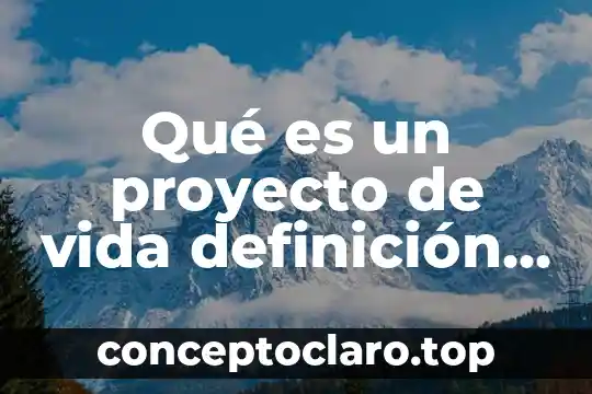 Qué es un proyecto de vida definición corta