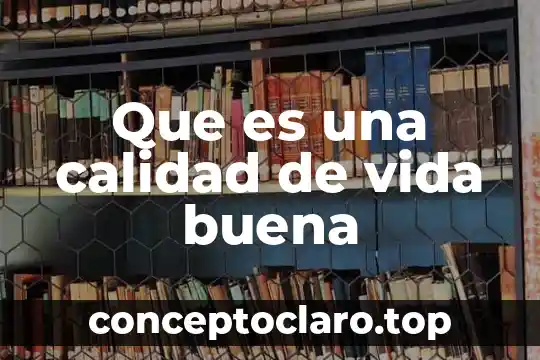 Que es una calidad de vida buena