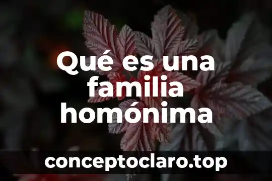 Qué es una formación de linaje en una familia 5 Qué es una familia homónima