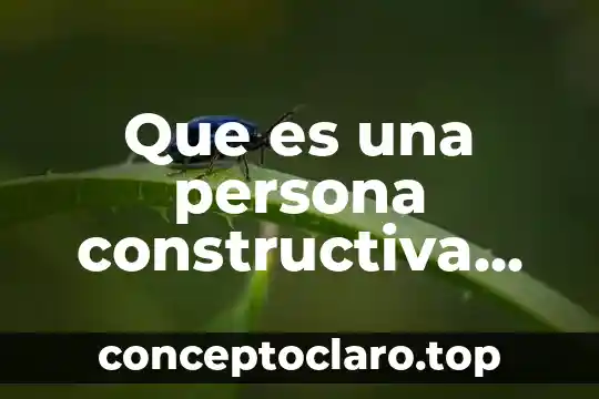 Que es una persona constructiva yahoo
