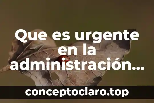 Que es urgente en la administración del tiempo