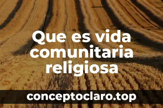 Que es vida comunitaria religiosa