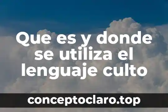 Que es y donde se utiliza el lenguaje culto