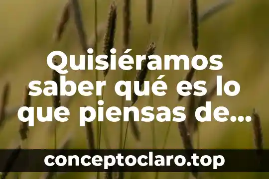 Quisiéramos saber qué es lo que piensas de mí