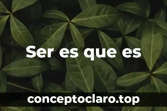 Ser es que es