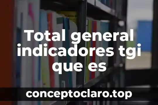 Total general indicadores tgi que es